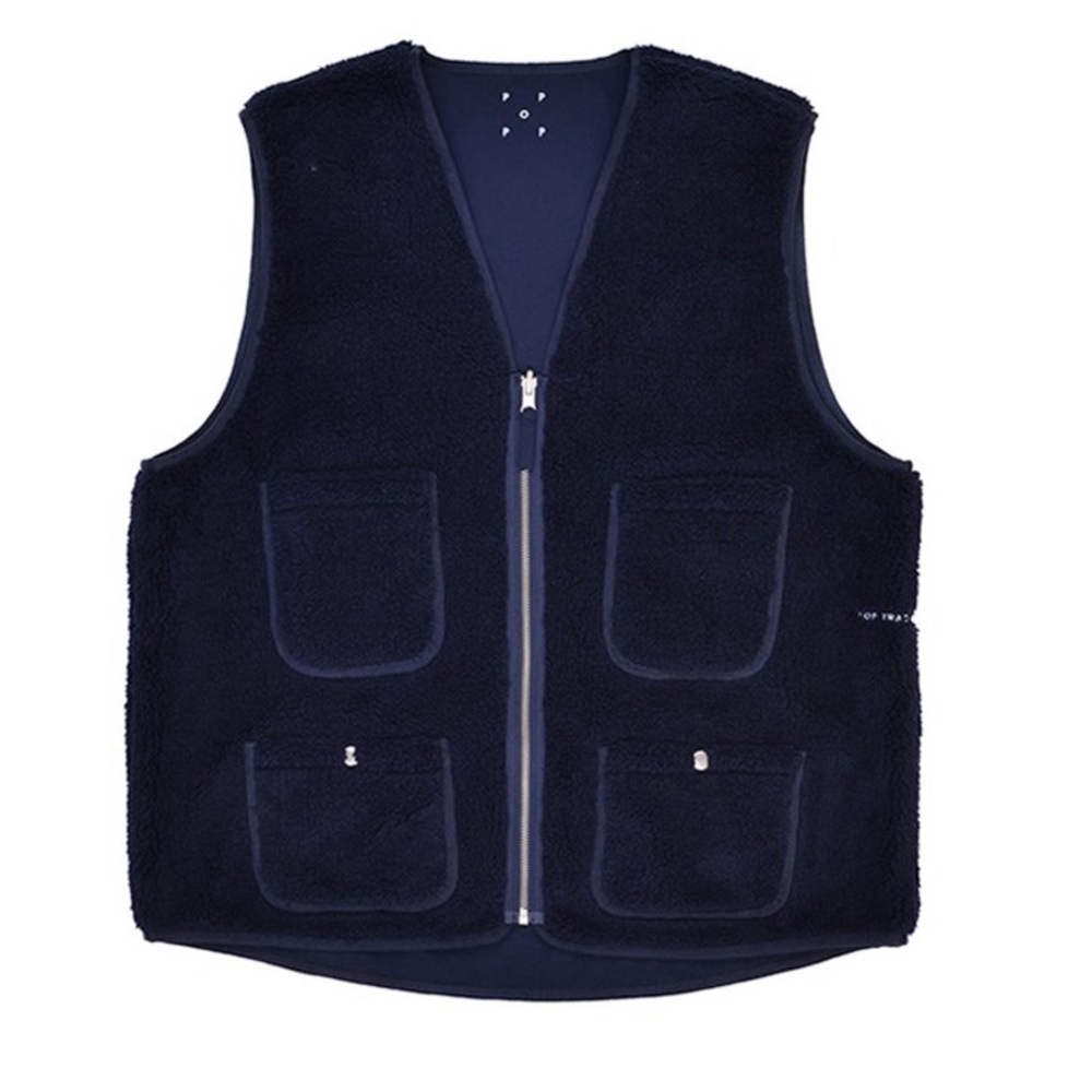 Pop Trading Company Harold Reversible Vest Navy - Picture 2 of 11